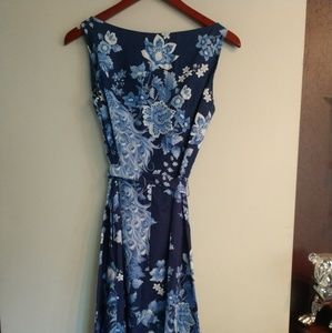 Modcloth dress with blue peacock print